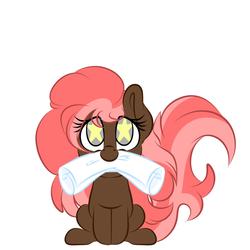Size: 2000x2000 | Tagged: safe, artist:jen-neigh, oc, oc:scarlet trace (coffee bean), pony, foal, high res, mouth hold, starry eyes, wingding eyes