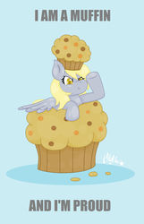 Size: 1024x1586 | Tagged: safe, artist:clairbanthedoll, derpy hooves, pegasus, pony, g4, female, food, muffin, salute, solo