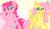 Size: 1907x1109 | Tagged: safe, artist:rainbow eevee, fluttershy, pinkie pie, earth pony, pegasus, anthro, g4, breasts, female, hips, lesbian, ship:flutterpie, shipping, simple background, waving, wings