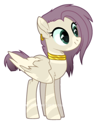 Size: 1005x1290 | Tagged: safe, artist:jxst-roch, oc, oc only, hybrid, pegasus, pony, zebra, zebrasus, zony, ear piercing, earring, female, jewelry, magical lesbian spawn, mare, neck rings, offspring, parent:fluttershy, parent:zecora, parents:fluttercora, piercing, simple background, solo, transparent background, zebra oc