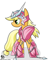 Size: 3149x3937 | Tagged: safe, artist:ruiont, applejack, earth pony, pony, g4, andromeda shun, armor, female, high res, hooves, mare, saint seiya, simple background, solo, white background