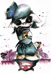 Size: 2397x3437 | Tagged: safe, artist:mashiromiku, oc, oc only, oc:agatha, pony, clothes, dark deception, dress, high res, looking at you, solo, traditional art, watercolor painting