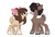 Size: 1248x852 | Tagged: dead source, safe, artist:php146, oc, oc only, oc:alice (m0chis), deer pony, original species, bow, choker, eye contact, female, hair bow, looking at each other, male, pale belly, simple background, unshorn fetlocks, white background