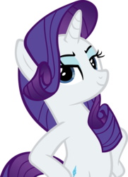 Size: 3161x4358 | Tagged: safe, artist:ironm17, rarity, pony, unicorn, fake it 'til you make it, g4, bipedal, elegant, female, hooves on hips, lidded eyes, looking at you, pose, simple background, smiling, smug, solo, transparent background, vector