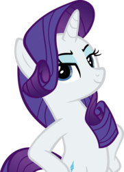 Size: 3161x4358 | Tagged: safe, artist:ironm17, rarity, pony, unicorn, fake it 'til you make it, g4, belly, bipedal, elegant, female, hooves on hips, lidded eyes, looking at you, pose, simple background, smiling, smug, solo, transparent background, vector