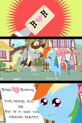 Size: 960x1440 | Tagged: safe, artist:dsiak, derpy hooves, rainbow dash, pegasus, pony, animated, bait and switch, blush sticker, blushing, comic, crying, duo, eyebrow wiggle, eyes on the prize, female, hat, hearts and hooves day, letter, mail, mailbag, mailmare, mare, misunderstanding, mood whiplash, pointy ponies, trolling