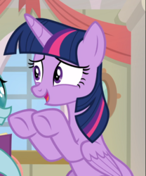 Size: 775x933 | Tagged: safe, screencap, twilight sparkle, alicorn, pony, g4, the end in friend, air quotes, cropped, female, offscreen character, open mouth, sitting, solo focus, twilight sparkle (alicorn)