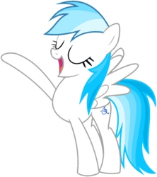 Size: 842x948 | Tagged: safe, artist:snowy-arc, oc, oc only, oc:lesa castle, pegasus, pony, eyes closed, female, mare, open mouth, raised hoof, simple background, solo, spread wings, transparent background, wings