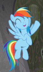 Size: 336x554 | Tagged: safe, screencap, rainbow dash, pegasus, pony, g4, the end in friend, cropped, cute, excited, eyes closed, female, flying, open mouth, smiling, solo