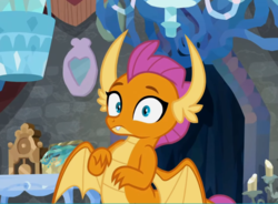 Size: 1235x908 | Tagged: safe, screencap, smolder, dragon, g4, what lies beneath, breaking the fourth wall, claws, cropped, dragoness, female, looking at you, solo, surprised, wide eyes, wings
