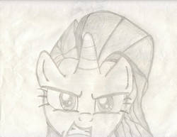 Size: 900x696 | Tagged: safe, artist:ndogmario, rarity, pony, g4, look before you sleep, grayscale, monochrome, solo, traditional art