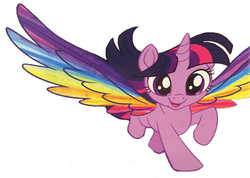 Size: 504x358 | Tagged: safe, twilight sparkle, alicorn, pony, g4, my little pony: the movie, colored wings, female, mare, multicolored wings, photoshop, rainbow wings, simple background, solo, spread wings, stock vector, twilight sparkle (alicorn), white background, wings