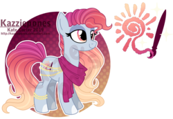 Size: 1024x704 | Tagged: safe, artist:kazziepones, oc, oc only, oc:painted sun, earth pony, pony, clothes, female, mare, scarf, solo