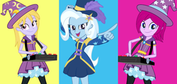 Size: 939x446 | Tagged: safe, edit, fuchsia blush, lavender lace, trixie, equestria girls, g4, my little pony equestria girls: better together, my little pony equestria girls: rainbow rocks, street magic with trixie, trixie and the illusions