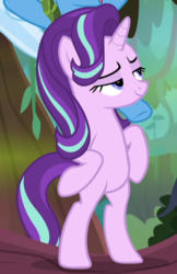 Size: 549x846 | Tagged: safe, screencap, starlight glimmer, pony, unicorn, g4, road to friendship, bipedal, cropped, female, lidded eyes, offscreen character, solo focus