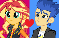Size: 868x554 | Tagged: safe, edit, flash sentry, sunset shimmer, equestria girls, g4, female, geode of empathy, magical geodes, male, ship:flashimmer, shipping, shipping domino, straight