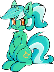 Size: 764x1004 | Tagged: safe, artist:mrspinkpuds, lyra heartstrings, pony, unicorn, g4, alternate hairstyle, chest fluff, colored pupils, cute, ear fluff, female, lyrabetes, mare, ponytail, simple background, sitting, sitting lyra, solo, transparent background