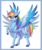 Size: 1487x1775 | Tagged: source needed, safe, artist:silkensaddle, rainbow dash, pegasus, pony, g4, backwards cutie mark, chest fluff, colored hooves, ear fluff, eye clipping through hair, female, leg fluff, mare, raised hoof, simple background, solo, spread wings, two toned wings, wings