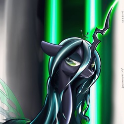 Size: 1080x1080 | Tagged: safe, artist:cosmotic1214, queen chrysalis, changeling, changeling queen, g4, digital art, evil, female, queen, sexy, wallpaper