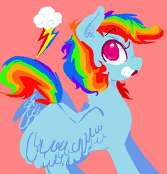 Size: 523x548 | Tagged: safe, artist:squishysquids, rainbow dash, pegasus, pony, g4, colored pupils, cute, cutie mark, dashabetes, female, profile, rainbow dash's cutie mark, red background, simple background, smiling, solo