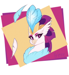 Size: 666x720 | Tagged: safe, artist:lirienne, queen novo, classical hippogriff, hippogriff, g4, my little pony: the movie, bust, cute, feather, female, no more ponies at source, novobetes, portrait, simple background, solo, transparent background
