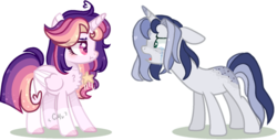 Size: 1024x522 | Tagged: safe, artist:dunklervaim, artist:elementbases, artist:moon-rose-rosie, oc, oc only, oc:celestial moon, oc:storm sentry, alicorn, pony, unicorn, base used, crying, duo, female, magical lesbian spawn, mare, offspring, parent:rainbow dash, parent:twilight sparkle, parents:twidash, simple background, transparent background