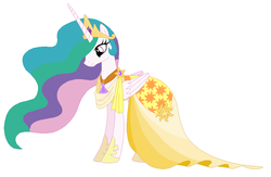 Size: 940x612 | Tagged: safe, artist:cheerful9, princess celestia, pony, g4, clothes, dress, female, gala dress, simple background, solo, white background