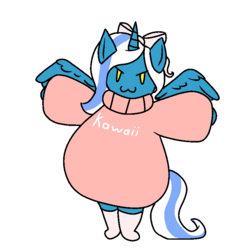 Size: 800x800 | Tagged: safe, artist:ooziy, oc, oc only, oc:fleurbelle, alicorn, pony, adorabelle, alicorn oc, bow, chibi, clothes, cute, female, hair bow, long sweater, mare, pink ribbon, pink socks, pink sweater, ribbon, socks, sweater, wings