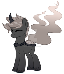 Size: 1024x1172 | Tagged: safe, artist:crystal-tranquility, oc, oc only, oc:carbon stones, original species, pond pony, pony, deviantart watermark, eyes closed, male, obtrusive watermark, simple background, solo, stallion, transparent background, watermark