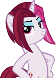 Size: 3163x4359 | Tagged: safe, artist:ironm17, cayenne, pony, unicorn, g4, bipedal, elegant, hooves on hips, lidded eyes, looking at you, pose, simple background, smiling, smug, solo, transparent background, vector