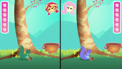 Size: 1920x1080 | Tagged: safe, screencap, fluttershy, sunset shimmer, squirrel, equestria girls, g4, game stream, my little pony equestria girls: better together, female, game, squirrel game, sunset shimmer frustrated at game, video game