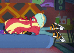 Size: 1062x760 | Tagged: safe, screencap, sunset shimmer, equestria girls, equestria girls series, g4, game stream, spoiler:eqg series (season 2), animated, converse, cropped, face down ass up, female, gamer sunset, headphones, headset, no sound, psycho gamer sunset, rage, shoes, sneakers, solo, webm