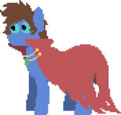 Size: 352x332 | Tagged: safe, artist:minus, derpibooru exclusive, oc, oc only, oc:bizarre song, pegasus, pony, cape, clothes, cutie mark, horn, jewelry, male, necklace, pixel art, simple background, solo, stallion, transparent background