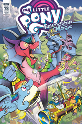 Size: 659x1000 | Tagged: safe, artist:andypriceart, idw, official comic, applejack, cosmos, discord, fluttershy, pinkie pie, rainbow dash, rarity, twilight sparkle, alicorn, draconequus, earth pony, pegasus, pony, unicorn, g4, spoiler:comic, spoiler:comic78, comic, cover, female, fight, goggles, macro, male, mane six, mare, pedalcopter, pinkie pie riding fluttershy, ponies riding ponies, riding, twilight sparkle (alicorn), water balloon