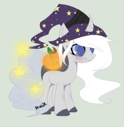 Size: 465x474 | Tagged: safe, artist:dl-ai2k, oc, oc only, pony, unicorn, female, hat, mare, pumpkin, simple background, solo, witch hat