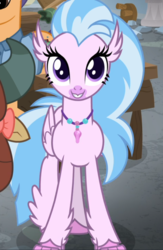 Size: 611x938 | Tagged: safe, screencap, silverstream, yona, classical hippogriff, hippogriff, a rockhoof and a hard place, g4, cropped, female, front view, smiling, solo focus