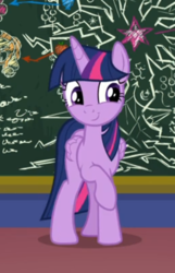 Size: 337x524 | Tagged: safe, screencap, twilight sparkle, alicorn, pony, g4, what lies beneath, chalkboard, cropped, cute, female, raised hoof, smiling, solo, twiabetes, twilight sparkle (alicorn)