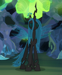 Size: 706x850 | Tagged: safe, screencap, ocellus, queen chrysalis, changedling, changeling, changeling queen, g4, what lies beneath, cropped, disguise, disguised changeling, eyes closed, female, queen chrysellus, sad