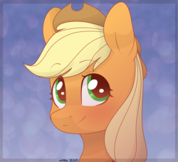 Size: 4392x4000 | Tagged: safe, artist:ev04kaa, applejack, earth pony, pony, rcf community, g4, applejack's hat, bust, cowboy hat, female, hat, mare, portrait, sidemouth, smiling, solo, three quarter view