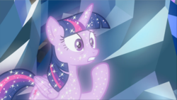 Size: 1667x939 | Tagged: safe, screencap, tree of harmony, alicorn, pony, g4, what lies beneath, female, implied twilight sparkle, mare, shocked, solo, sparkles, treelight sparkle