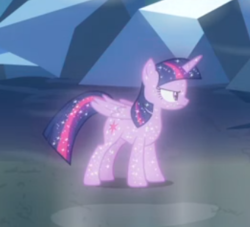 Size: 340x309 | Tagged: safe, screencap, tree of harmony, alicorn, pony, g4, what lies beneath, concave belly, cropped, female, glare, implied twilight sparkle, solo, treelight sparkle