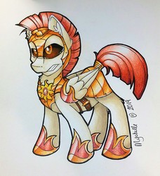 Size: 1079x1183 | Tagged: safe, artist:mychelle, oc, oc only, pegasus, pony, male, red sclera, royal guard, solo, stallion