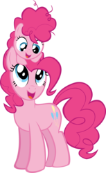 Size: 5830x9500 | Tagged: safe, artist:ace play, idw, pinkie pie, earth pony, pony, g4, spoiler:comic, spoiler:comicidw2020, absurd resolution, cute, diapinkes, duo, female, filly, filly pinkie pie, idw showified, looking at each other, mare, open mouth, self ponidox, show accurate, simple background, sitting on head, time paradox, transparent background, vector, younger