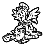 Size: 152x150 | Tagged: safe, artist:crazyperson, pegasus, pony, fallout equestria, fallout equestria: commonwealth, armor, black and white, fanfic art, grayscale, monochrome, picture for breezies, simple background, spread wings, transparent background, wings
