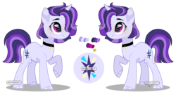 Size: 1280x672 | Tagged: safe, artist:jxst-roch, oc, oc only, oc:starry aura, pony, unicorn, female, magical lesbian spawn, mare, offspring, parent:rainbow dash, parent:twilight sparkle, parents:twidash, reference sheet, simple background, solo, transparent background