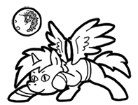 Size: 197x150 | Tagged: safe, artist:crazyperson, alicorn, pony, fallout equestria, fallout equestria: commonwealth, g4, black and white, clothes, crouching, fanfic art, full moon, generic pony, grayscale, jumpsuit, mare in the moon, monochrome, moon, picture for breezies, raised hoof, simple background, slit pupils, transparent background, vault suit