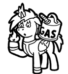 Size: 138x150 | Tagged: safe, artist:crazyperson, oc, oc only, alicorn, pony, fallout equestria, fallout equestria: commonwealth, alicorn oc, black and white, clothes, fanfic, fanfic art, fire, floppy ears, gas, generic pony, grayscale, hooves, horn, jumpsuit, male, monochrome, picture for breezies, pyromaniac, simple background, solo, transparent background, vault suit