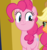 Size: 883x935 | Tagged: safe, screencap, pinkie pie, earth pony, pony, father knows beast, g4, cropped, female, looking at someone, offscreen character, smiling, solo focus