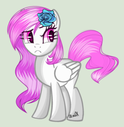 Size: 1196x1224 | Tagged: safe, artist:dl-ai2k, oc, oc only, oc:rosey, pegasus, pony, female, flower, flower in hair, mare, simple background, solo