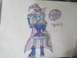 Size: 2828x2121 | Tagged: safe, artist:ezio1-3, trixie, anthro, equestria girls, g4, clothes, equestria girls outfit, female, high res, solo, traditional art